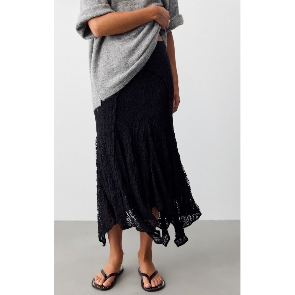 Free People Bella Lace Maxi Skirt Handkerchief Mermaid Boho Cottagecore NWOT